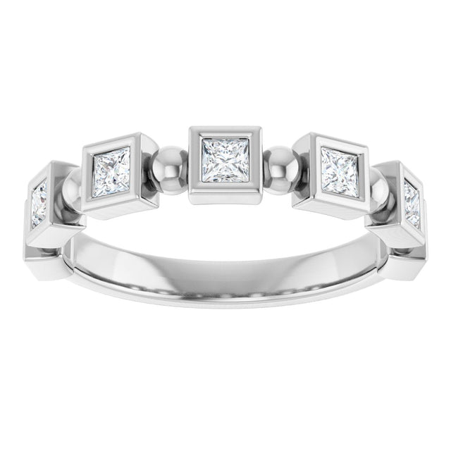Platinum Square Natural Diamond Beaded Bezel-Set Anniversary Band – 1/6–1 1/8 CTW - view 3