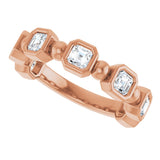 14K Gold Asscher Natural Diamond Beaded Bezel-Set Anniversary Band – 1/3–1 1/8 CTW - Rose Gold - view 5