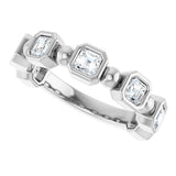 Platinum Asscher Natural Diamond Beaded Bezel-Set Anniversary Band – 1/3–1 1/8 CTW - view 5