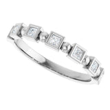 Platinum Square Natural Diamond Beaded Bezel-Set Anniversary Band – 1/6–1 1/8 CTW - view 5