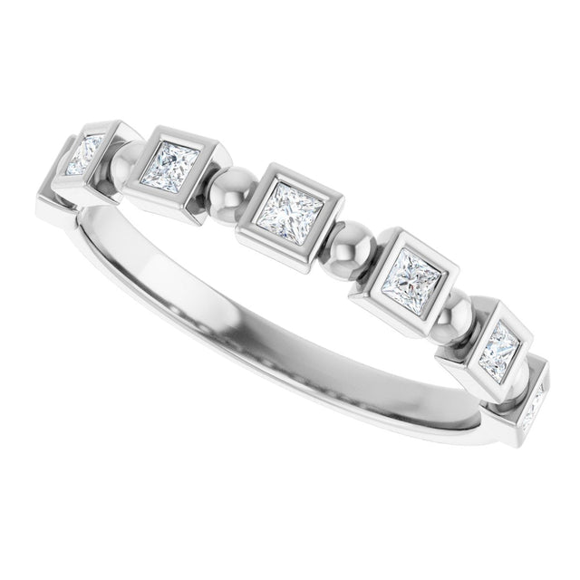 Platinum Square Natural Diamond Beaded Bezel-Set Anniversary Band – 1/6–1 1/8 CTW - view 5