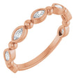 14K Gold Marquise Natural Diamond Beaded Bezel-Set Anniversary Band – 1/5–1/3 CTW - Rose Gold