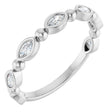 Platinum Marquise Natural Diamond Beaded Bezel-Set Anniversary Band – 1/5–1/3 CTW