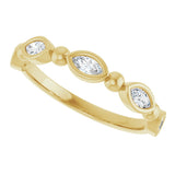 14K Gold Marquise Natural Diamond Beaded Bezel-Set Anniversary Band – 1/5–1/3 CTW - Yellow Gold - view 5