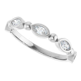 Platinum Marquise Natural Diamond Beaded Bezel-Set Anniversary Band – 1/5–1/3 CTW - view 5