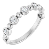 Platinum Round Natural Diamond Beaded Bezel-Set Anniversary Band – 1/8–1/2 CTW