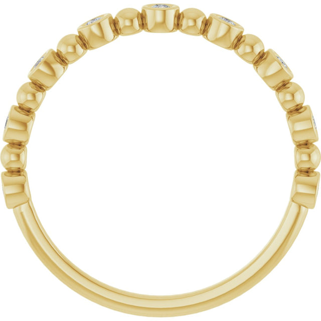 14K Gold Round Natural Diamond Beaded Bezel-Set Anniversary Band – 1/8–1/2 CTW - Yellow Gold - view 2
