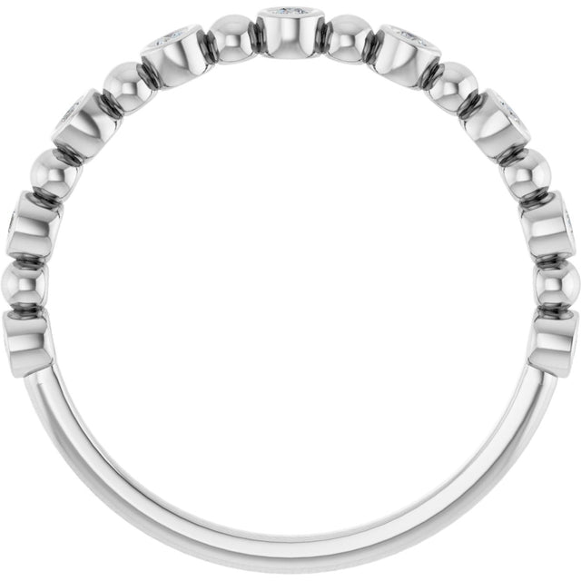 Platinum Round Natural Diamond Beaded Bezel-Set Anniversary Band – 1/8–1/2 CTW - view 2