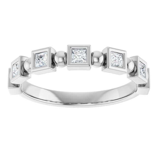 Platinum Square Natural Diamond Beaded Bezel-Set Anniversary Band – 1/6–1 1/8 CTW - view 3