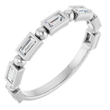 Platinum Straight Baguette Natural Diamond Beaded Bezel-Set Anniversary Band – 1/10–5/8 CTW