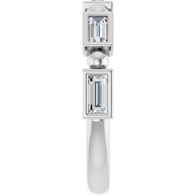 Platinum Straight Baguette Natural Diamond Beaded Bezel-Set Anniversary Band – 1/10–5/8 CTW - view 4