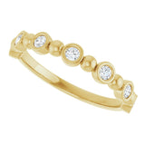 14K Gold Round Natural Diamond Beaded Bezel-Set Anniversary Band – 1/8–1/2 CTW - Yellow Gold - view 5