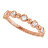 14K Gold Round Natural Diamond Beaded Bezel-Set Anniversary Band – 1/8–1/2 CTW - Rose Gold - view 5
