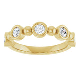 14K Gold Round Natural Diamond Beaded Bezel-Set Anniversary Band – 1/8–1/2 CTW - Yellow Gold - view 3