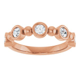 14K Gold Round Natural Diamond Beaded Bezel-Set Anniversary Band – 1/8–1/2 CTW - Rose Gold - view 3