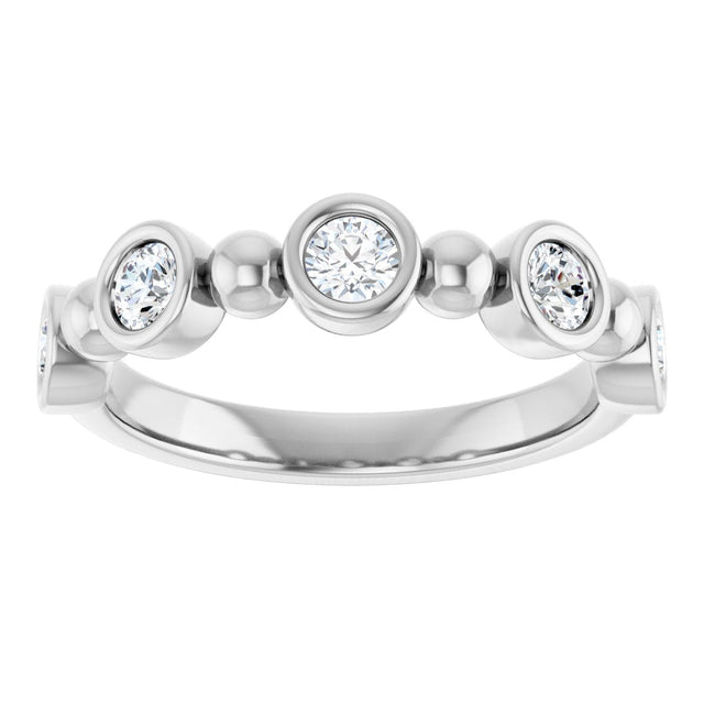 Platinum Round Lab-Grown Diamond Beaded Bezel-Set Anniversary Band – 1/5–1/2 CTW - view 3
