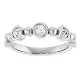 14K Gold Round Natural Diamond Beaded Bezel-Set Anniversary Band – 1/8–1/2 CTW - White Gold - view 3