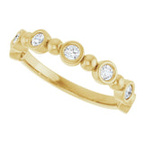 14K Gold Round Natural Diamond Beaded Bezel-Set Anniversary Band – 1/8–1/2 CTW - Yellow Gold - view 5