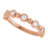 14K Gold Round Natural Diamond Beaded Bezel-Set Anniversary Band – 1/8–1/2 CTW - Rose Gold - view 5