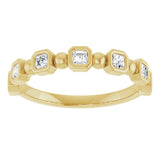 14K Gold Asscher Natural Diamond Beaded Bezel-Set Anniversary Band – 1/3–1 1/8 CTW - Yellow Gold - view 3