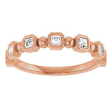 14K Gold Asscher Natural Diamond Beaded Bezel-Set Anniversary Band – 1/3–1 1/8 CTW - Rose Gold - view 3