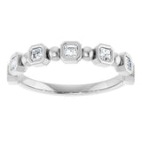 Platinum Asscher Natural Diamond Beaded Bezel-Set Anniversary Band – 1/3–1 1/8 CTW - view 3