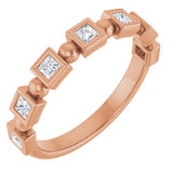 14K Gold Square Natural Diamond Beaded Bezel-Set Anniversary Band – 1/6–1 1/8 CTW - Rose Gold