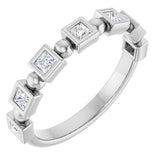 14K Gold Square Natural Diamond Beaded Bezel-Set Anniversary Band – 1/6–1 1/8 CTW - White Gold