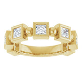 14K Gold Square Natural Diamond Beaded Bezel-Set Anniversary Band – 1/6–1 1/8 CTW - Yellow Gold - view 3