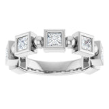 Platinum Square Natural Diamond Beaded Bezel-Set Anniversary Band – 1/6–1 1/8 CTW - view 3