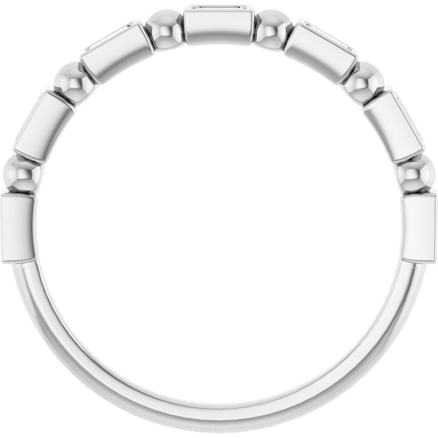 Platinum Straight Baguette Natural Diamond Beaded Bezel-Set Anniversary Band – 1/10–5/8 CTW - view 2