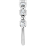 Platinum Asscher Natural Diamond Beaded Bezel-Set Anniversary Band – 1/3–1 1/8 CTW - view 4