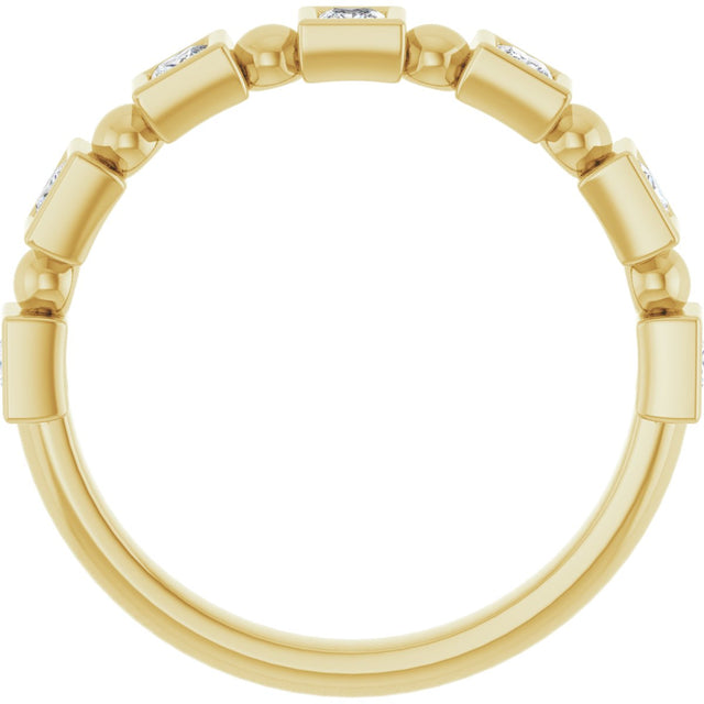 14K Gold Square Natural Diamond Beaded Bezel-Set Anniversary Band – 1/6–1 1/8 CTW - Yellow Gold - view 2