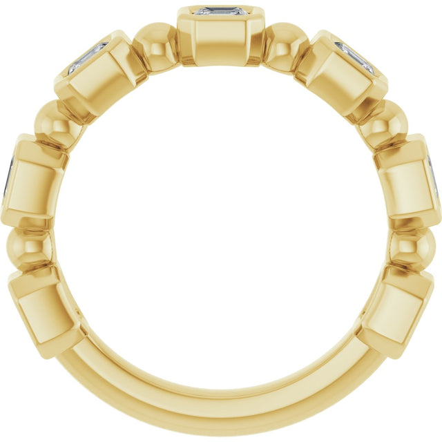 14K Gold Asscher Natural Diamond Beaded Bezel-Set Anniversary Band – 1/3–1 1/8 CTW - Yellow Gold - view 2