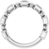Platinum Asscher Natural Diamond Beaded Bezel-Set Anniversary Band – 1/3–1 1/8 CTW - view 2