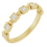 14K Gold Square Natural Diamond Beaded Bezel-Set Anniversary Band – 1/6–1 1/8 CTW - Yellow Gold