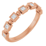 14K Gold Square Natural Diamond Beaded Bezel-Set Anniversary Band – 1/6–1 1/8 CTW - Rose Gold