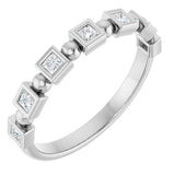 14K Gold Square Natural Diamond Beaded Bezel-Set Anniversary Band – 1/6–1 1/8 CTW - White Gold