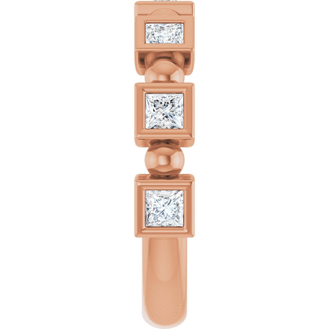 14K Gold Square Natural Diamond Beaded Bezel-Set Anniversary Band – 1/6–1 1/8 CTW - Rose Gold - view 4