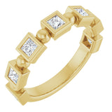 14K Gold Square Natural Diamond Beaded Bezel-Set Anniversary Band – 1/6–1 1/8 CTW - Yellow Gold