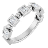 14K Gold Square Natural Diamond Beaded Bezel-Set Anniversary Band – 1/6–1 1/8 CTW - White Gold