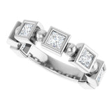 Platinum Square Natural Diamond Beaded Bezel-Set Anniversary Band – 1/6–1 1/8 CTW - view 5