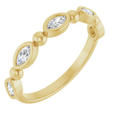 14K Gold Marquise Natural Diamond Beaded Bezel-Set Anniversary Band – 1/5–1/3 CTW - Yellow Gold
