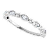 Platinum Marquise Natural Diamond Beaded Bezel-Set Anniversary Band – 1/5–1/3 CTW - view 5
