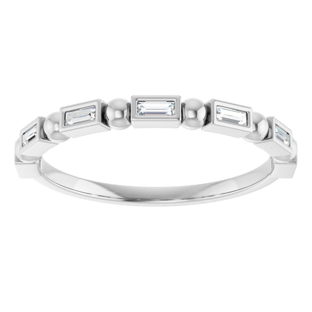 Platinum Straight Baguette Natural Diamond Beaded Bezel-Set Anniversary Band – 1/10–5/8 CTW - view 3
