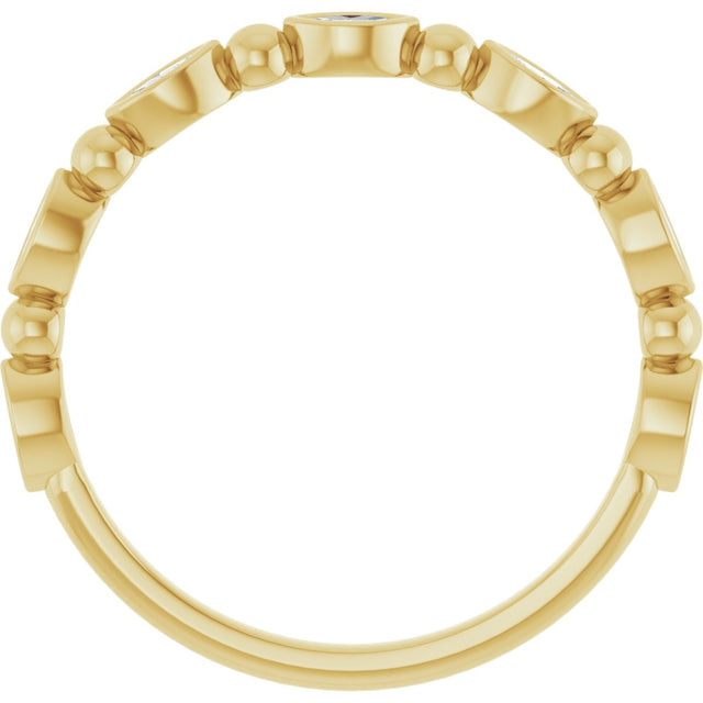 14K Gold Marquise Natural Diamond Beaded Bezel-Set Anniversary Band – 1/5–1/3 CTW - Yellow Gold - view 2