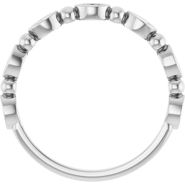 Platinum Marquise Natural Diamond Beaded Bezel-Set Anniversary Band – 1/5–1/3 CTW - view 2