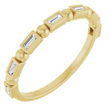 14K Gold Straight Baguette Natural Diamond Beaded Bezel-Set Anniversary Band – 1/10–5/8 CTW - Yellow Gold