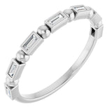 14K Gold Straight Baguette Natural Diamond Beaded Bezel-Set Anniversary Band – 1/10–5/8 CTW - White Gold