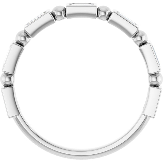 Platinum Straight Baguette Natural Diamond Beaded Bezel-Set Anniversary Band – 1/10–5/8 CTW - view 2